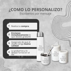 Set Matero Completo Termo Bala 500ml Mate Yerb Azuc Bombilla Blanco Personalizado - tienda online