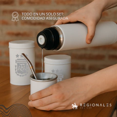 Set Matero Completo Termo Bala 1L Mate Yerb Azuc Bombilla Blanco FUTBOL - Regionales del Sur