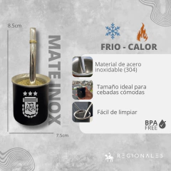 Set Matero Completo Termo Bala 1L Mate Yerb Azuc Bombilla Negro FUTBOL