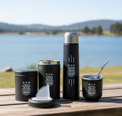 Set Matero Completo Termo Bala 500ml Mate Yerb Azuc Bombilla Negro FUTBOL - comprar online