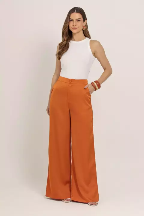 Calça acetinada pantalona - comprar online