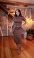 VESTIDO MIDI CANELADO GOLA ALTA