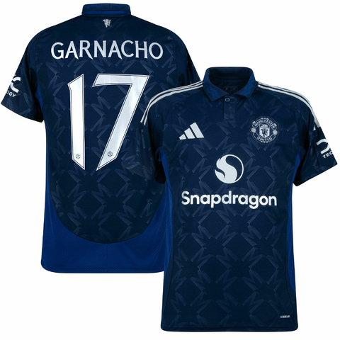 camisa de futebol manchester united II 24/25 versão torcedor personalizada com nome e núemero do jogador garnacho. Camisa Manchester United II cor azul personalizada Garnacho.
