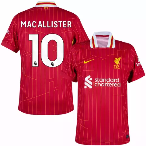 camisa de futebol liverpool I 24/25 versão torcedor vermelho. camisa liverpool personalizada com nome e número do jogador mac allister