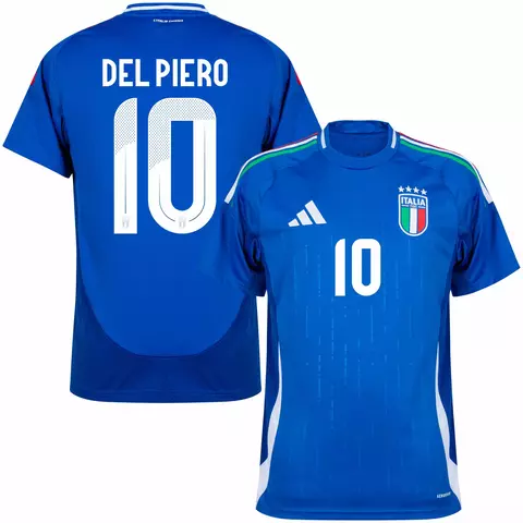 camisa de futebol seleção italia cor azul personalizada com nome e número do jogador del piero