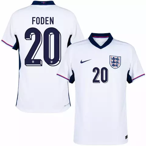 camisa seleção inglaterra cor branca personalizada com nome e número do jogador foden.