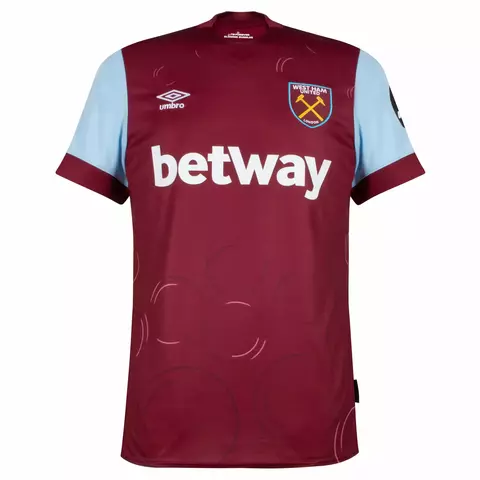 camisa de time west ham cor bordo com detalhes azul, camisa de futebol west ham inglaterra