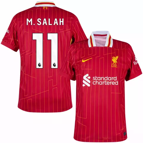 camisa de futebol liverpool I 24/25 versão torcedor vermelha. camisa liverpool personalizada com nome e número do jogador salah
