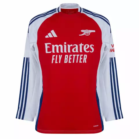 camisa arsenal I 24/25 vermelho com branco versão torcedor manga longa