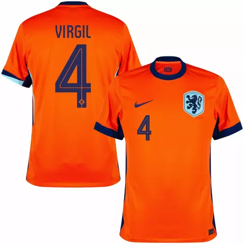 camisa de futebol holanda I 24/25 versão torcedor cor laranja, camisa seleção holanda personalizada com nome e número do jogador van dijik,