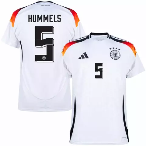 camisa alemanha I 24/25 cor branca, camisa jogador hummels número 5, camisa alemanha personalizada nome e número.