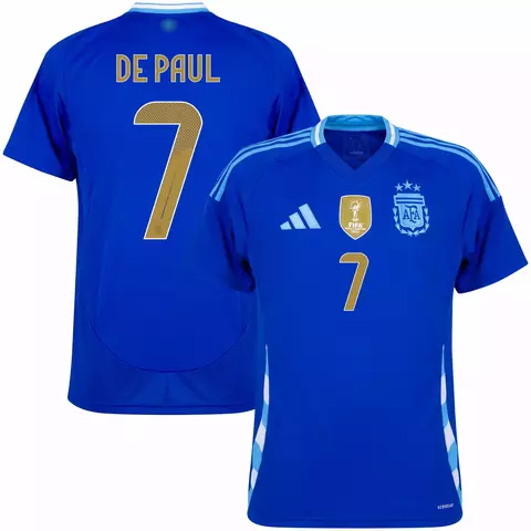 camisa seleção argentina II 24/25 cor roxo, camisa argentina jogador de paul número 7, camisa personalizada nome e número.