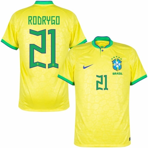 Camisa Brasil I 22/23[Rodrygo] Versão Torcedor Nike Masculina - Amarelo