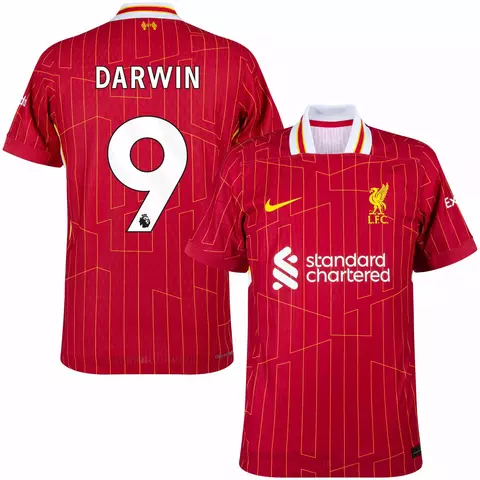 camisa de time liverpool cor vermelha versão torcedor personalizada com nome e número do jogador darwin nunez número 9