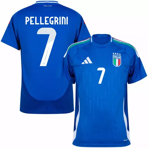 camisa de futebol seleção italia cor azul personalizada com nome e número do jogador pellegrini