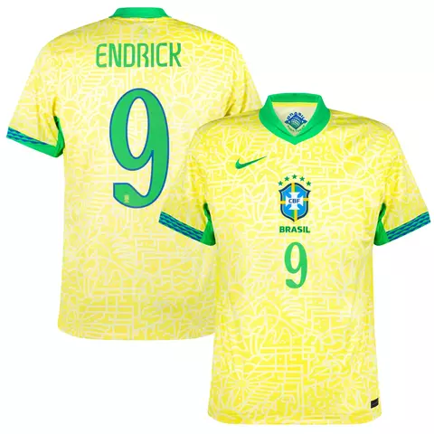 camisa seleção brasileira personalizada com nome e número o jogador endrick, camisa brasil nome endrick
