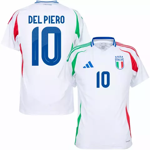 camisa seleção italia cor branca personalizada com nome e número do jogador del piero.