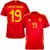 camisa seleção espanha versão torcedor cor vermelho personalizada com nome e número do jogador lamine yamal.
