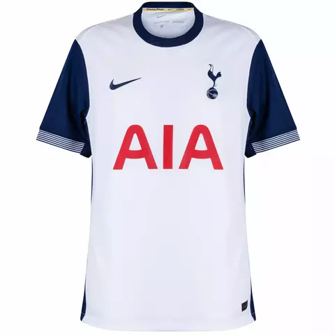 Camisa de futebol Tottenham I 24/25 versão torcedor cor branca com mangas azul. camisa de time tottenham temporada 2025.