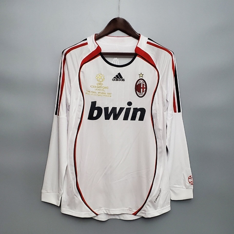 Camisa Retrô AC Milan 2006 Campeão Champions League Manga Longa - Versão Torcedor Masculina - Branco