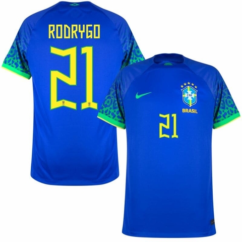 Camisa Brasil II 22/23[Rodrygo] Versão Torcedor Nike Masculina - Azul