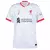Camisa branca do Liverpool II 24/25, versão torcedor da Nike, com detalhes em vermelho e logo do time. camisa liverpool branca temporada 24/25