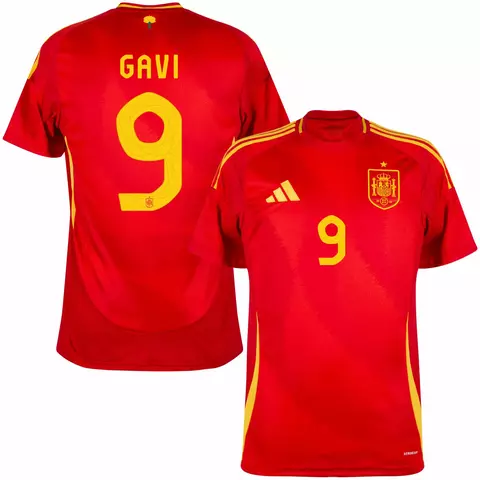 camisa seleção espanha I 23/24 versão torcedor personalizada com nome e número do jogador gavi da espanha.