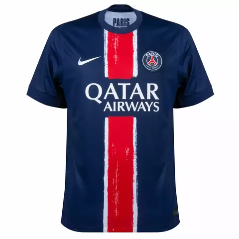 camisa de futebol PSG I 24/25,  camisa paris saint german temporada 24/25 cor azul e vermelho. camisa paris saint german