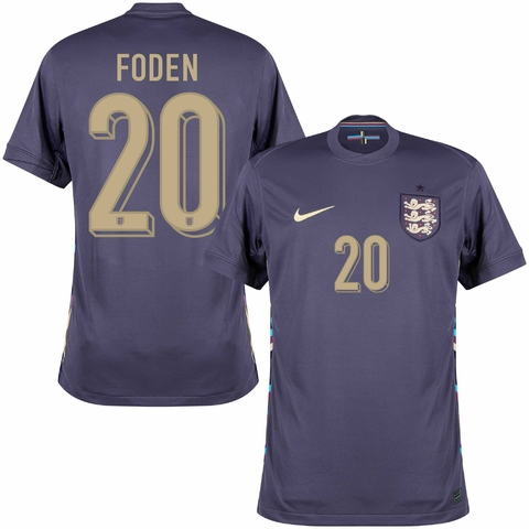 camisa de futebol seleção inglaterra cor azul personalizada com nome  e número do jogador foden.