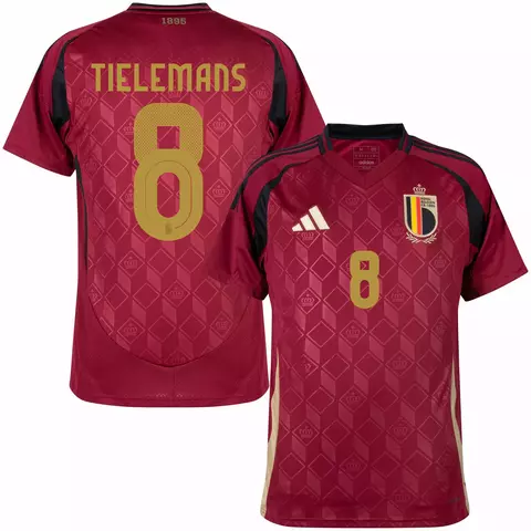 camisa seleção bélgica personalizada com nome e número do jogador tielemans.