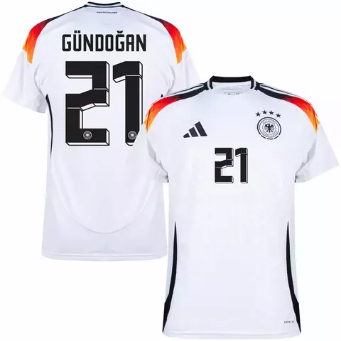 camisa de futebol alemanha I 24/25 versão torcedor cor branco, camisa seleção alemanha personalizada com nome e número do jogador gundogan. camisa alemanha gundogan.
