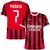Camisa do Milan I 25/25 versão torcedor nas cores preto e vermelho, com o nome Morata e o número 7 na parte de trás.  camisa milan personalizada com nome e número do  jogador morata.