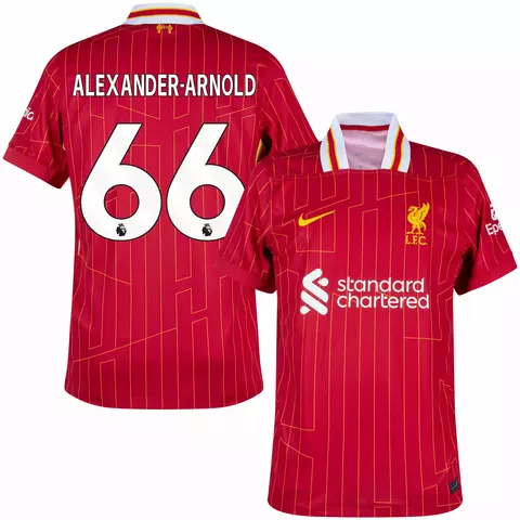 camisa de futebol liverpool I 24/25 versão torcedor vermelha. camisa liverpool personalizada com nome e número do jogador alexander arnold