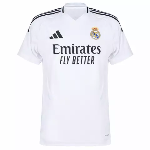 camisa de futebol real madrid I 24/25 versão torcedor cor branca, camisa de time real madrid temporada 2025. Camisa Real Madrid I 24/25 Versão Torcedor