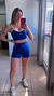 Imagem do Top Azul Royal com Branco - Curto - COM BOJO