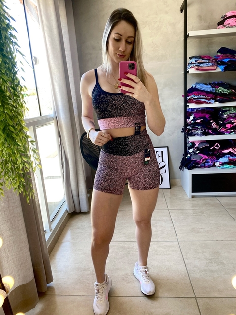 Conjunto Shorts Jacqard Degrade Rosa