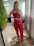 Top Alça Feel Rib Cereja Brilho - COM BOJO - LADY FOCUS MODA FITNESS