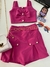Conjunto Croped + Shorts/saia - Pink