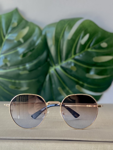 Oculos De Sol Arredondado Dourado