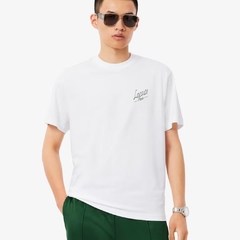 Camiseta Lacoste de Malha Estampada Múltipla