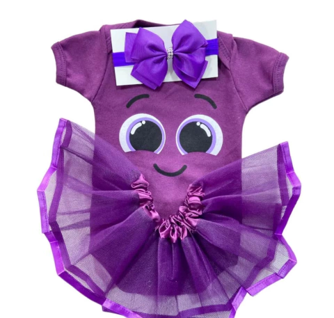 kit Body Bebê- Bolofofos Com Saia de Tule e Laço