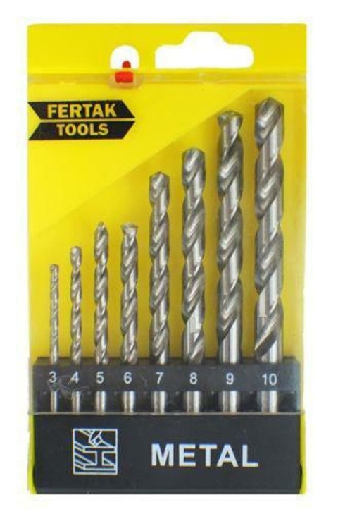 JOGO DE BROCAS PARA METAL COM 8 PEÇAS FERTAK TOOLS