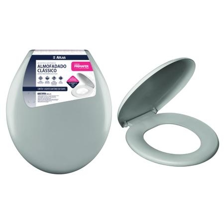 ASSENTO SANITÁRIO OVAL ALMOFADADO CLÁSSICO CINZA ATLAS
