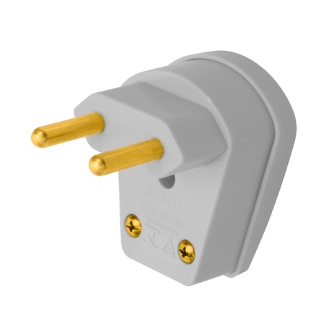 PLUG MACHO CURVO 2P 10A CINZA FAME