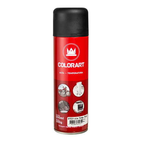 TINTA SPRAY ALTA TEMPERATURA 300ML PRETO FOSCO COLORART