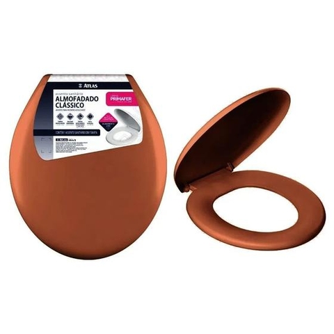 ASSENTO SANITÁRIO OVAL ALMOFADADO CLÁSSICO CARAMELO ATLAS
