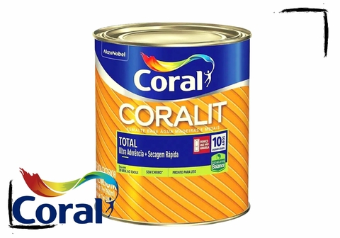 ESMALTE BASE ÁGUA PREMIUM 900ML PRETO CORALIT TOTAL