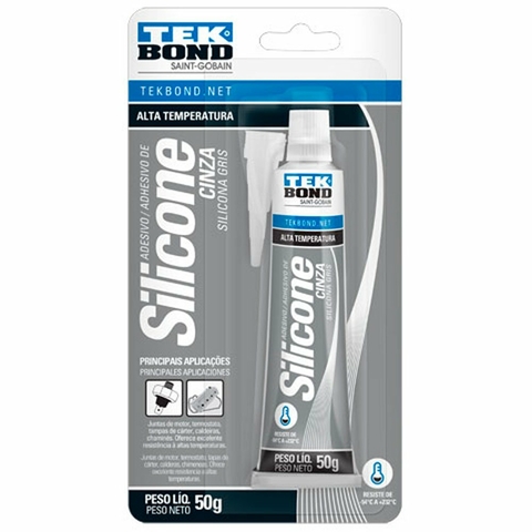 ADESIVO SILICONE DE ALTA TEMPERATURA 50G CINZA TEK BOND