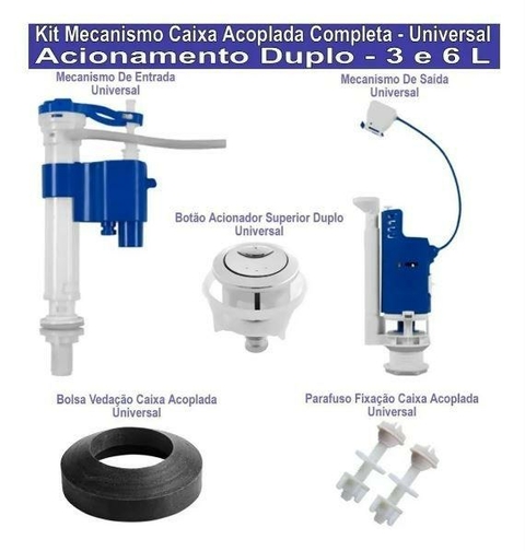 KIT COMPLETO UNIVERSAL PARA CAIXA ACOPLADA MDU2/RP ASTRA