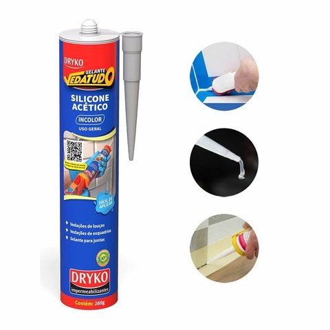 ADESIVO SILICONE 260G BRANCO DRYKO